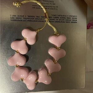 Elegant Pink Heart Bracelet with Gold Accents